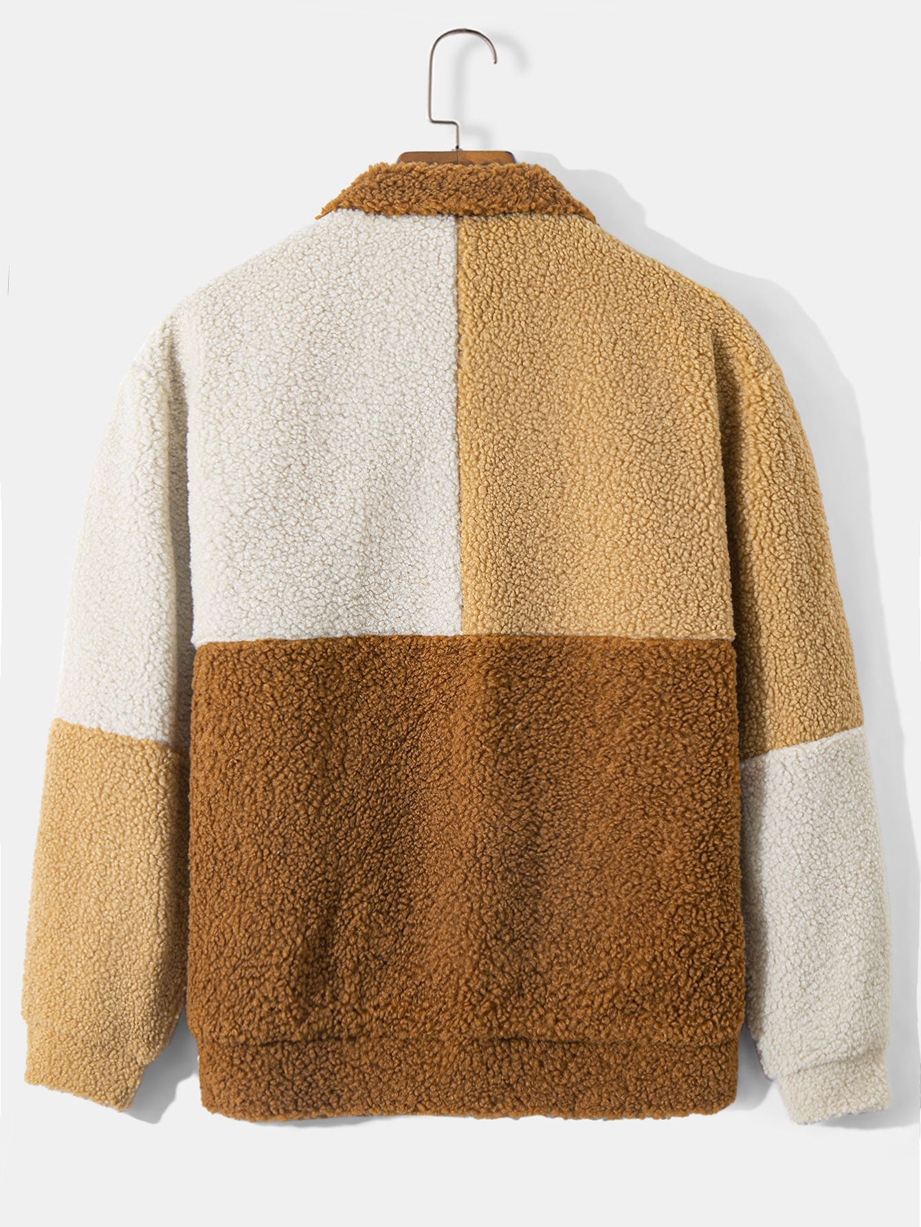 Farbblock Teddy Fleece Mantel