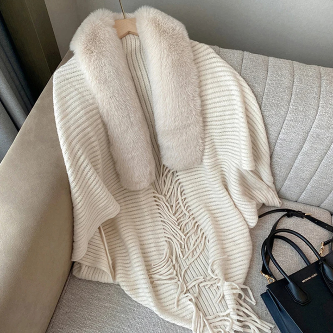 ALINA | STRICKSCHAL MIT PELZFUTTER